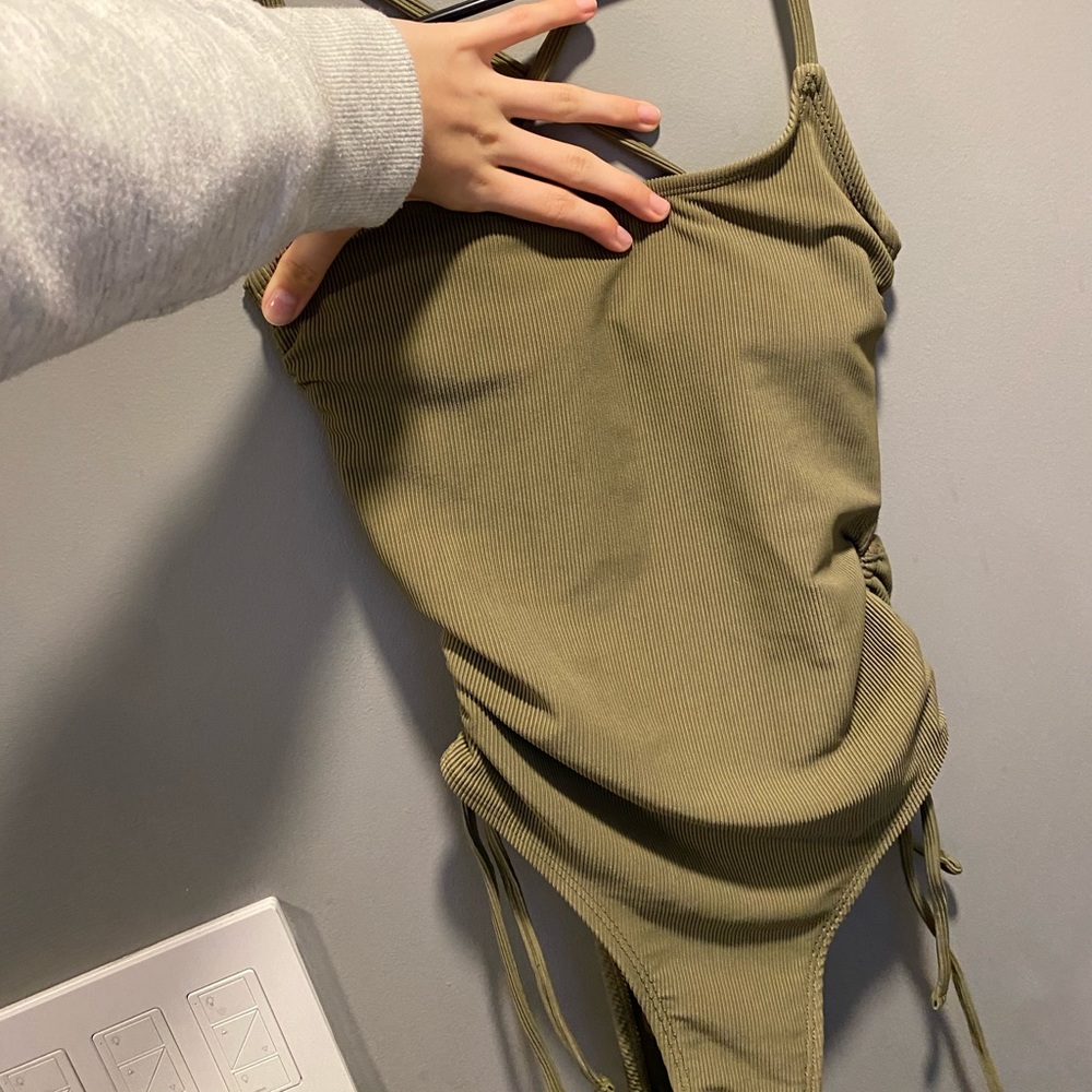 green full body swimsuit